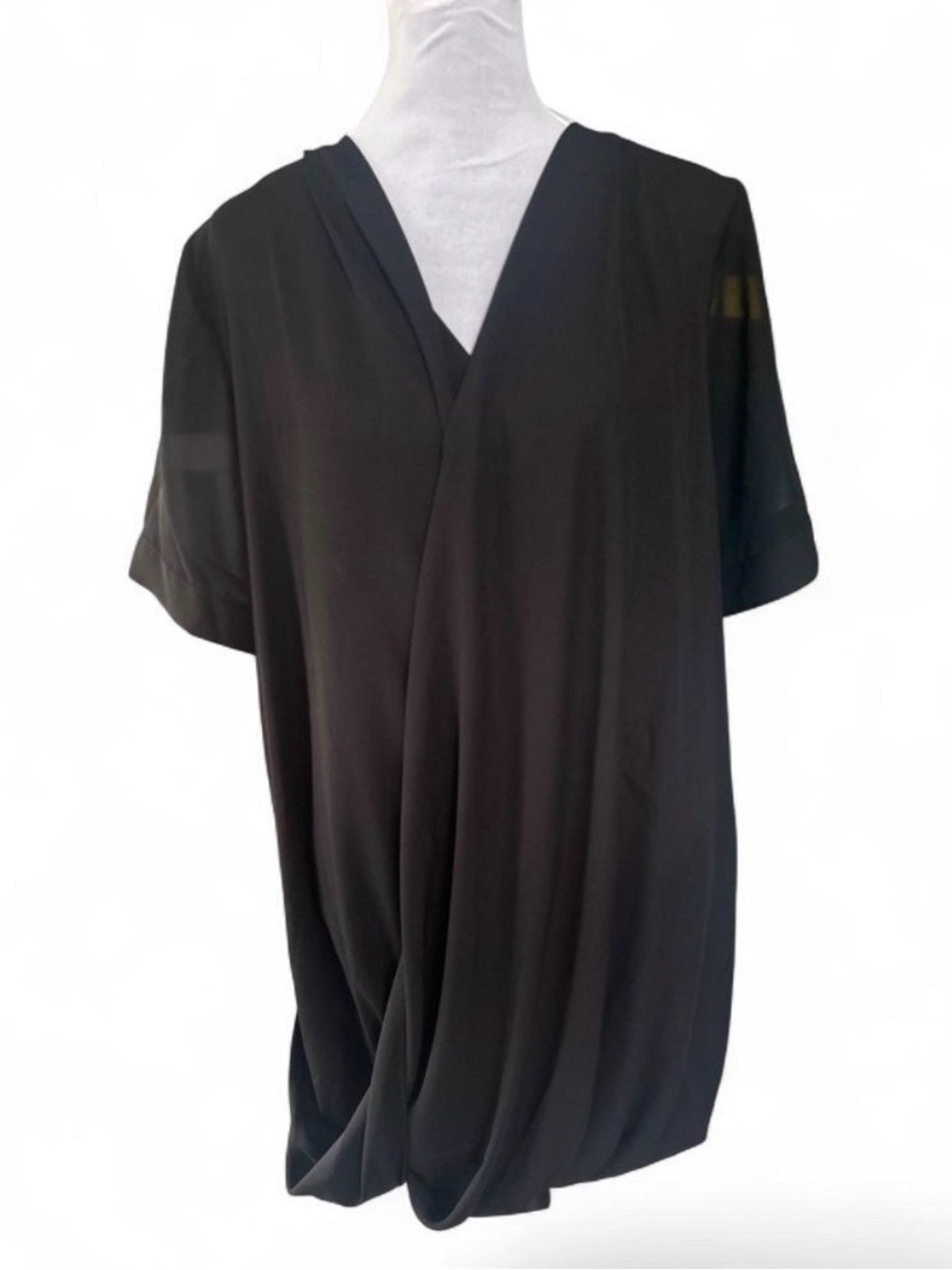 Topshop Women's Black Chiffon Draped Dress, US 2